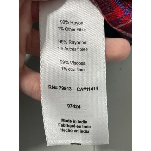 Motherhood Maternity Plaid Tie Back Long Sleeve Shirt Size S Lace Inset Blue Red - Picture 6 of 7